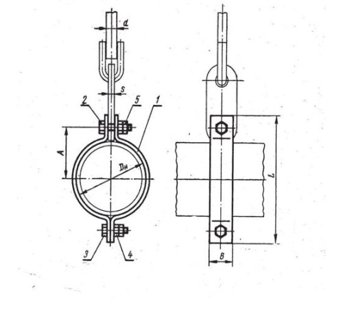 Хомуты укороченные горизонтальных стальных трубопроводов