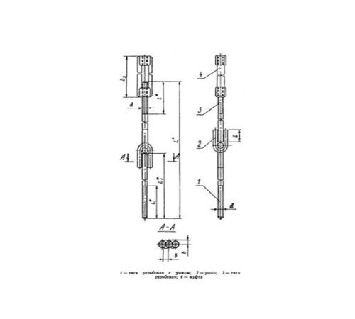 Тяги шарнирные резьбовые с муфтой для подвесок трубопроводов